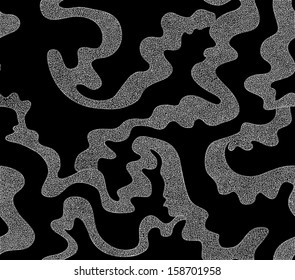 Beautiful black and white seamless pattern with curling lines 