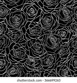 beautiful black and white seamless pattern in roses. background for design for greeting card and invitation of the wedding, birthday, Valentine's Day, mother's day and other seasonal holiday