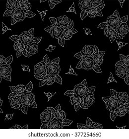 beautiful black and white seamless pattern in roses. background for design for greeting card and invitation of the wedding, birthday, Valentine's Day, mother's day and other seasonal holiday