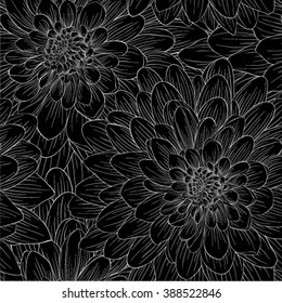 beautiful black and white seamless pattern in  dahlia. background for design for greeting card and invitation of the wedding, birthday, Valentine's Day, mother's day and other seasonal holiday