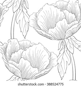 beautiful black and white seamless pattern flowers. background for design for greeting card and invitation of the wedding, birthday, Valentine's Day, mother's day and other seasonal holiday