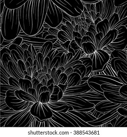 beautiful black and white seamless pattern in  dahlia. background for design for greeting card and invitation of the wedding, birthday, Valentine's Day, mother's day and other seasonal holiday