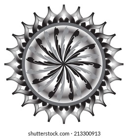a beautiful black and white Spirograph pattern isolated on the white background