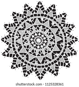 Beautiful black & white Sun ornament in ethnic style. Can be used for print, poster, lace, all kind of decorations and background ...