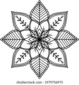 Hermosa mandala de vector blanco y negro. Se puede utilizar para colorear, decorar, rayar y más.