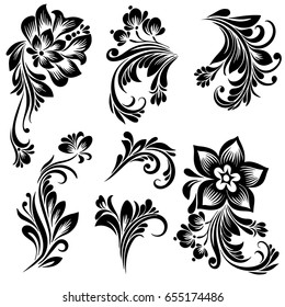 Similar Images, Stock Photos & Vectors of Set of black flower design