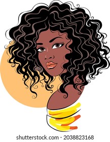 Beautiful black woman with afro hairstyle.Vector illustration.EPS