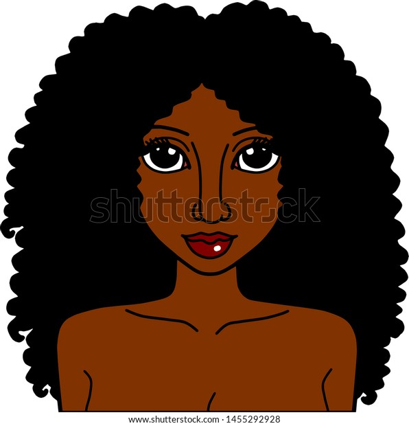 Beautiful Black Woman Curly Natural Hair Stock Vector Royalty