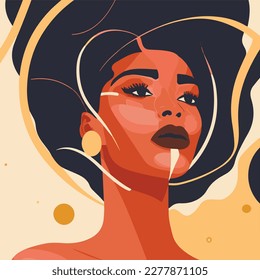 beautiful black woman, diversity and equality, vector illustration