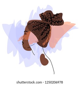 Beautiful black woman silhouette on the watercolor background, vector illustration.