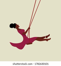 Beautiful black woman swinging isolated vector