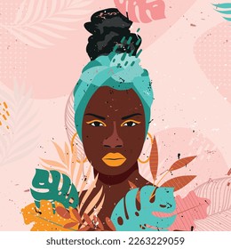 Beautiful black woman and text Black lives matters  Social media poster  banner design  Stop racism police violence  I can't breathe  Vector illustration