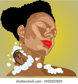 A beautiful Black Woman using African Black Soap (Dudu Osun, Peeling Skin).