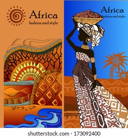 Beautiful black woman.African woman.African Landscape.Southern landscape