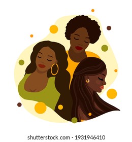 Beautiful black womans. Young african american girls. Tolerance and no racism concept.