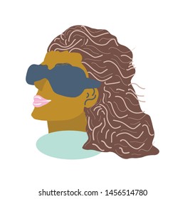 Beautiful Black Women Wearing Big Sunglasses. White Background. Jewellery Models. Vector