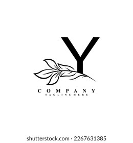 beautiful black Y logo design with luxury flower. Initial Y monogram symbol. flourish logo. suitable for logos of beauty, spa,salon,boutique,company,business,hotel,brand,etc