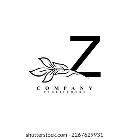 beautiful black Z logo design with luxury flower. Initial Z monogram symbol. flourish logo. suitable for logos of beauty, spa,salon,boutique,company,business,hotel,brand,etc