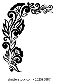 beautiful black-and-white lace flower in the corner. With space for your text and greetings. Many similarities in the profile of the artist