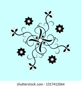 beautiful black-and-white pattern on turquoise background