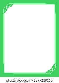 Beautiful blank vertical art frame or photo frame. Green background in vintage style. Laser wood cutting template. Package, framing, sign, certificate, poster, business card, book cover, menu page