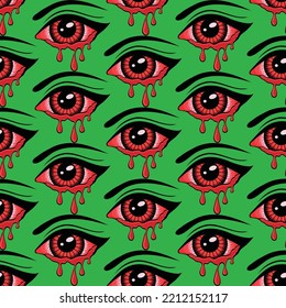 Beautiful bleeding eye seamless pattern.