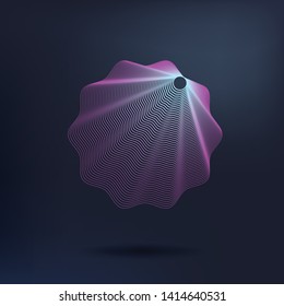 Beautiful blend shell on dark background. Blend shape like a ribbon. 3D star with lines for logo banners greeting card. Icon symbol star