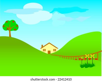 beautiful blissful idyllic prairie scene vector