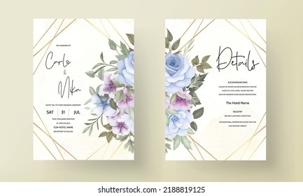 beautiful blomming flower wedding invitation card