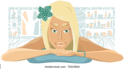beautiful blond girl  in the spa salon
