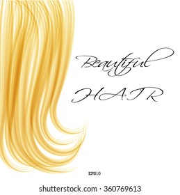 Beautiful blond locks of hair on white background. Vector EPS10