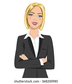 Beautiful Blonde Businesswoman Portrait Smiling Business Stock Vector ...