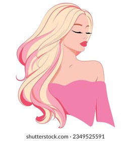 Beautiful Blonde Girl Wearing Pink Dress Vector