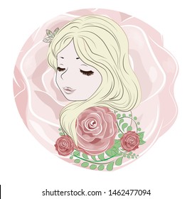 the beautiful blonde princess with a pink rose
