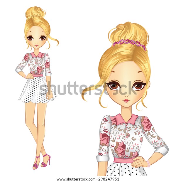 Beautiful Blonde Romantic Syle Girl Stock Vector (Royalty Free ...