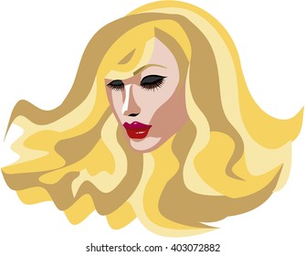 Beautiful Blonde woman face with long Hair