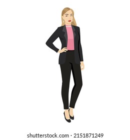 Beautiful blonde young women character in elegant office clothes