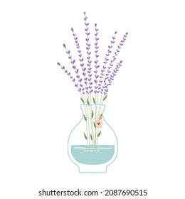 Beautiful blooming composition with leaves and stem isolated on white. Flowering plants and herbs.Gorgeous bouquet of flowers with decorative branches in vase flat vector illustration.