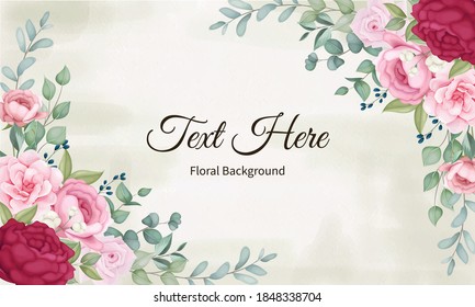 Beautiful blooming floral and leaves background