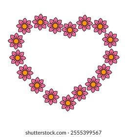 Beautiful Blooming Flower Isolated in Love Heart Shape Detail. 