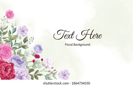 Beautiful blooming flower and leaves background design