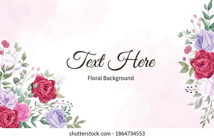 Beautiful Blooming Flower And Leaves Background Design