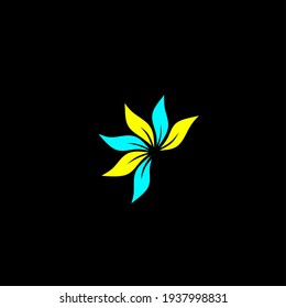 Beautiful blooming flower logo in the dark