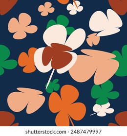 Beautiful Blooming Flower Seamless Pattern With Simple Pretty, Little Floral Liberty Seamless Texture Background. Spring, Summer Romantic Blossom Flower Garden Seamless Pattern for Your Designs