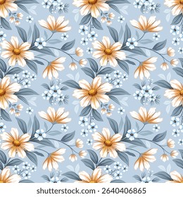 Beautiful blooming flower in vintage color seamless  pattern  Designed for fabric fashion textiles wallpaper gift wrap paper background.
