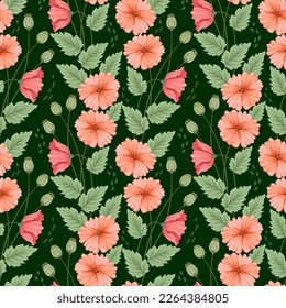 Beautiful blooming flowers seamless pattern. Can be used for fabric textile wallpaper.