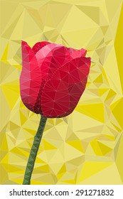Beautiful blooming red tulip polygon vector art