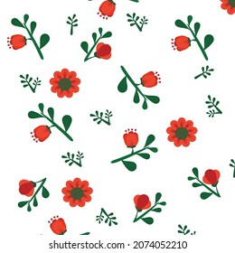 Beautiful Blossom Floral pattern in the blooming botanical Motifs scattered random in white background. Vector seamless pattern design for decorating , fabric, wrapping, textile, wallpaper, apparel.