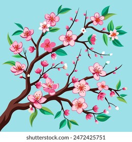 Schöne blühende Kirschzweige mit Blumen