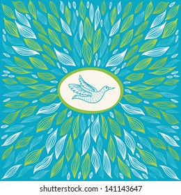 beautiful blue abstract background with bird